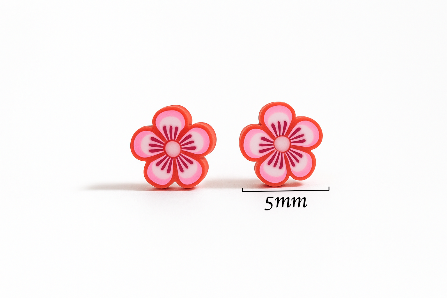 Mini Red and White Flower Earrings