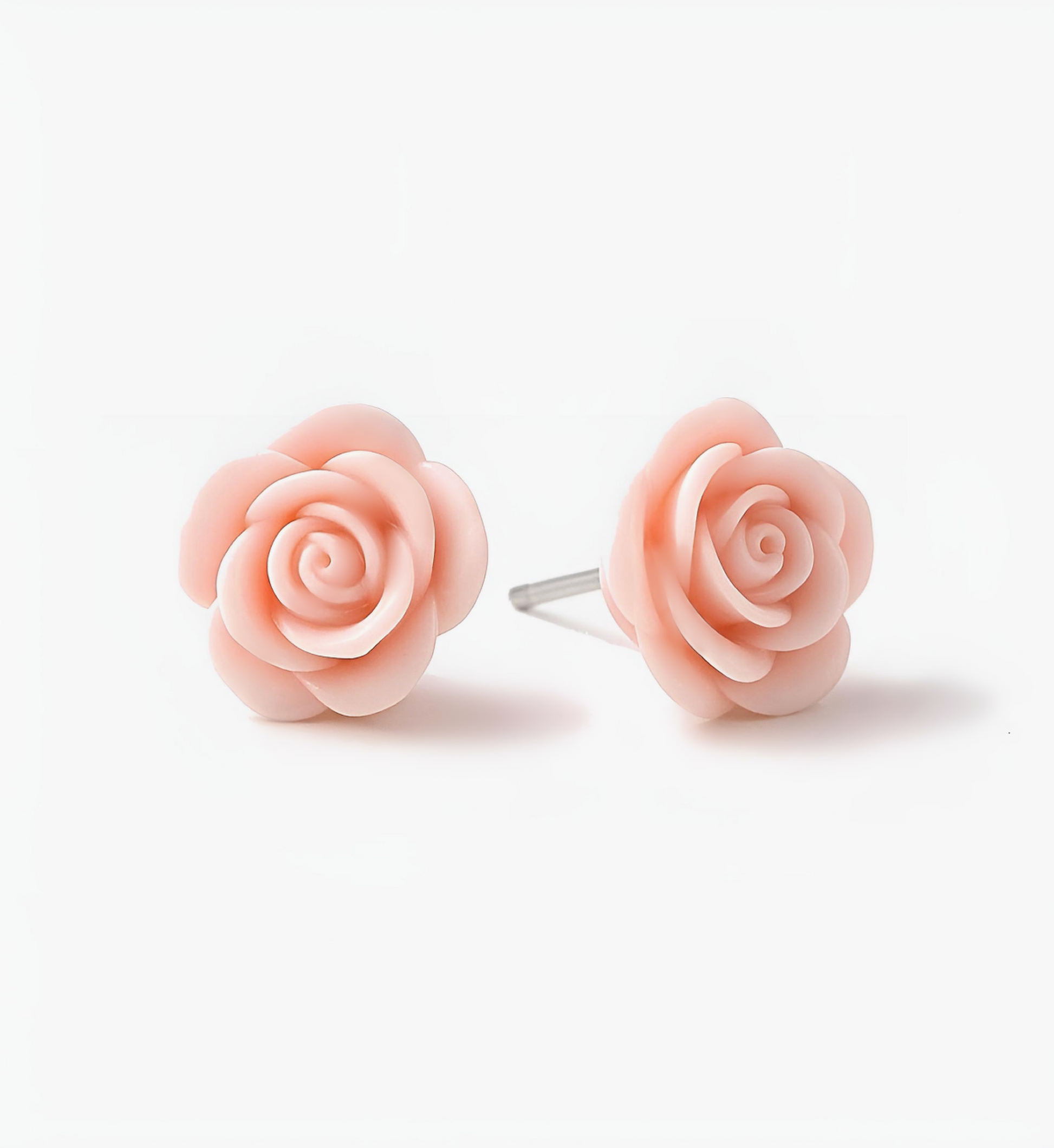 Large Soft Pink Flower Stud Earrings