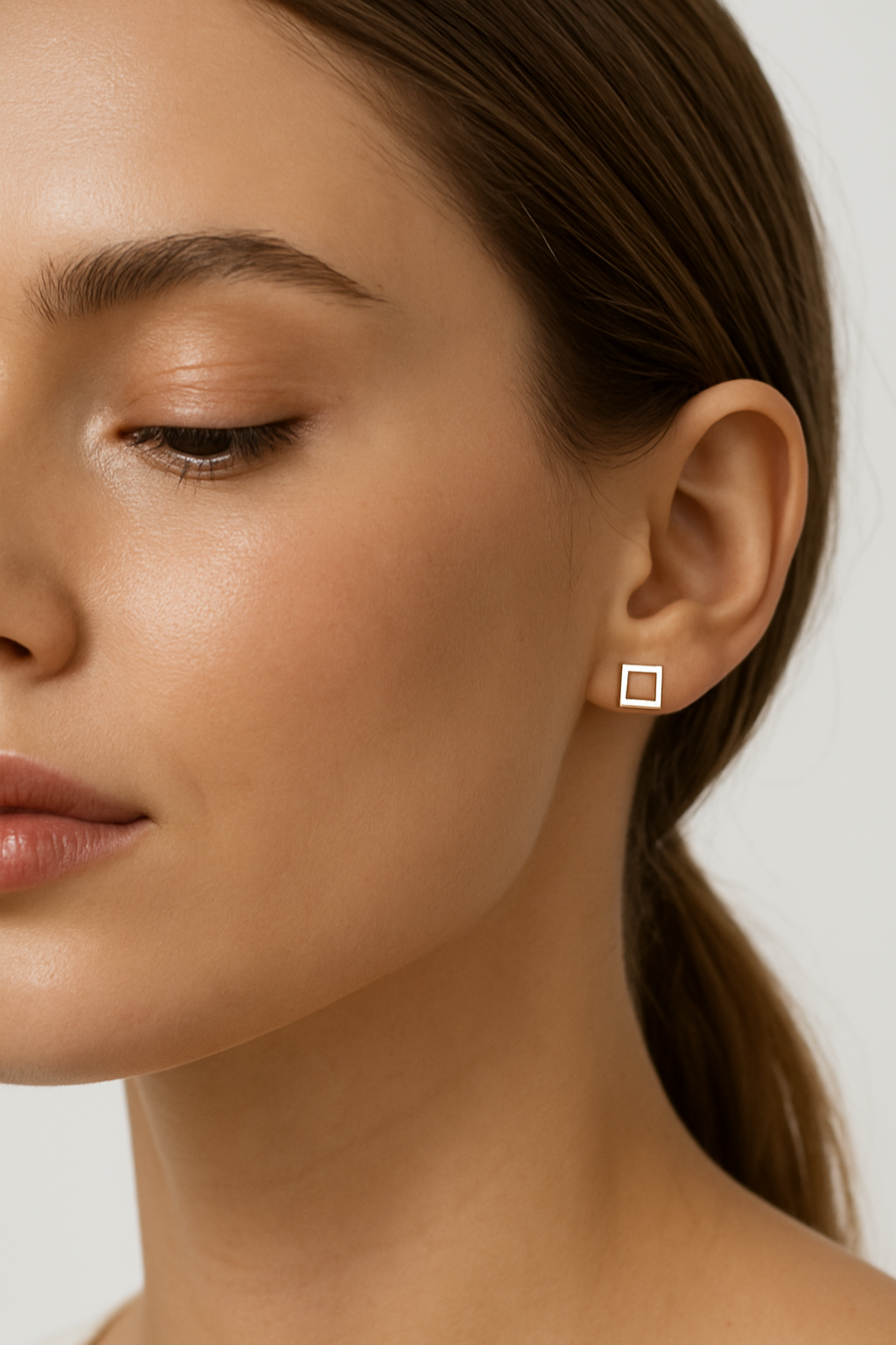 Minimalist Square Sterling Silver Stud Earrings