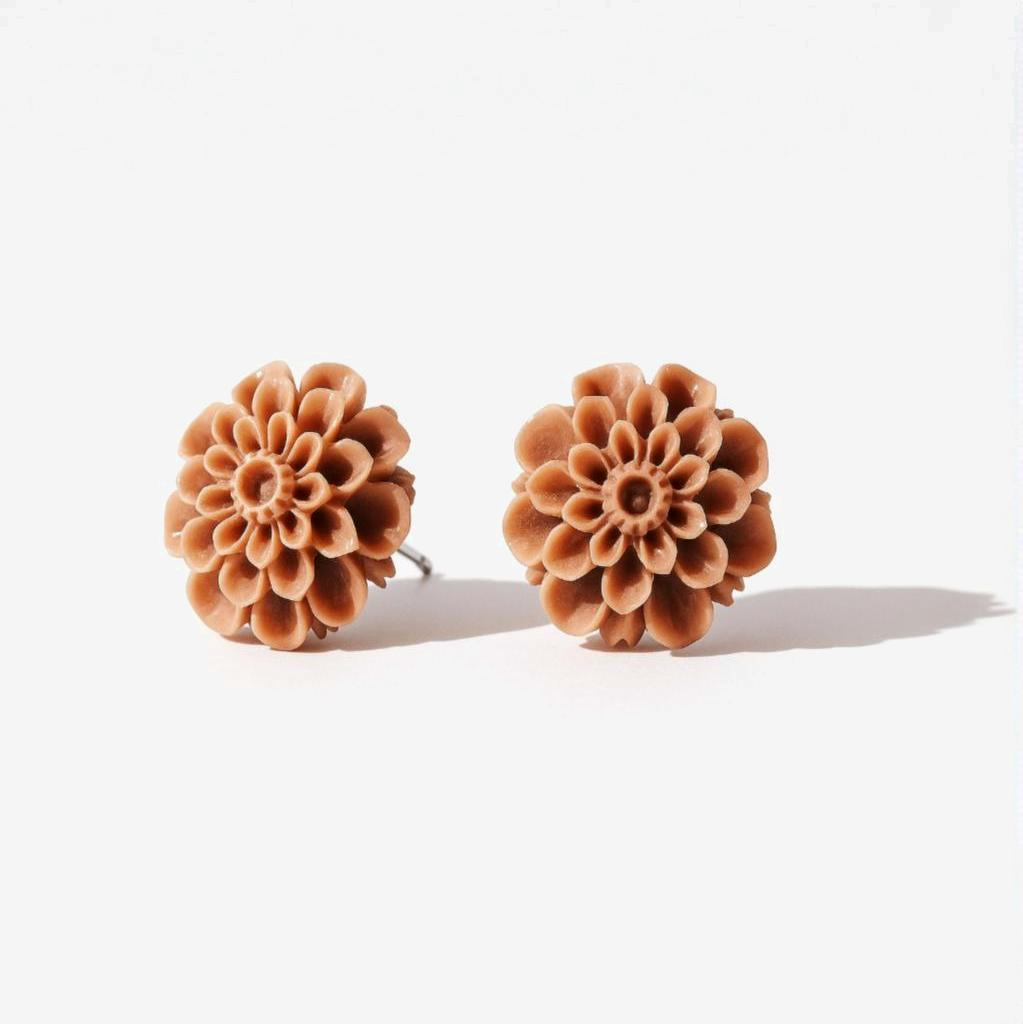 Brown Flower Stud Earrings