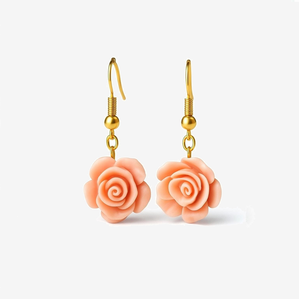 Powder Pink Flowers Drop Earrings