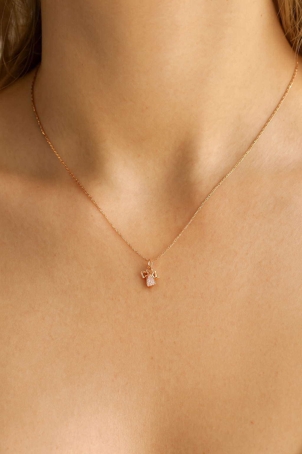 Gentle Angel Pendant Rose Gold Necklace