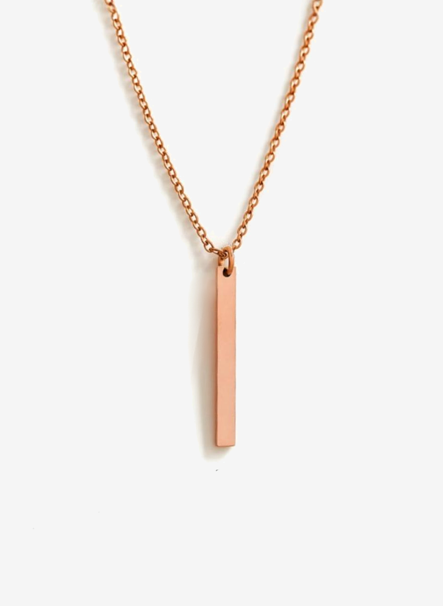 Minimalist Rose Gold Bar Pendant Necklace