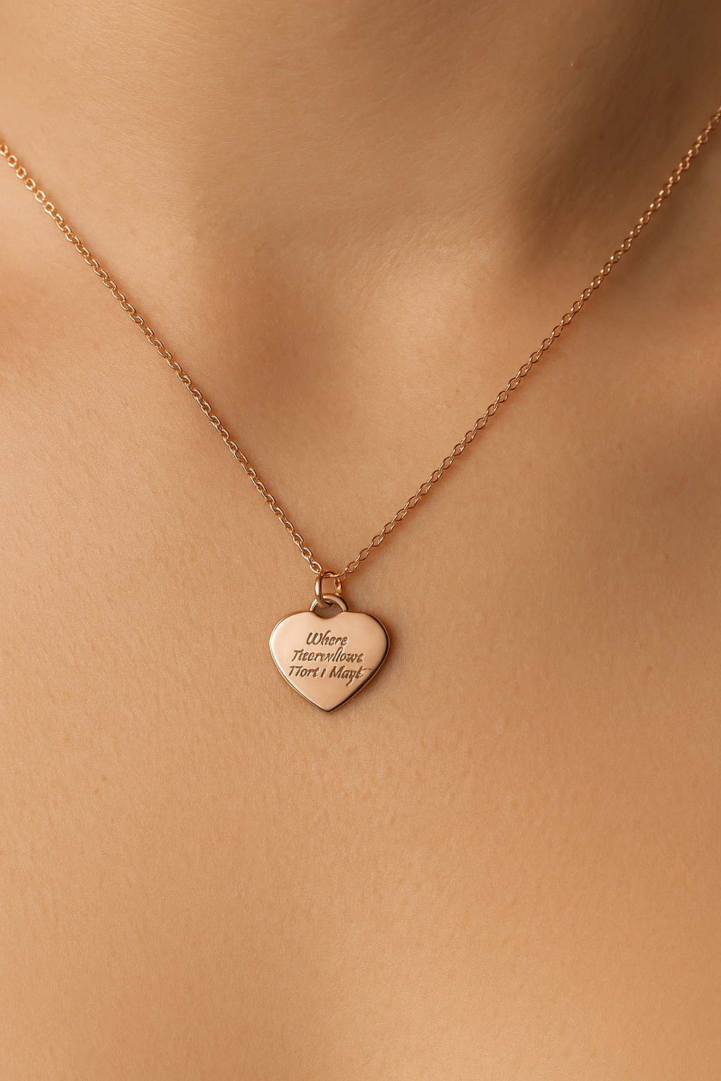 Heart with Message Rose Gold Necklace