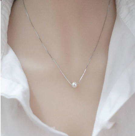 Natural Seashell Pearl Sterling Silver Necklace