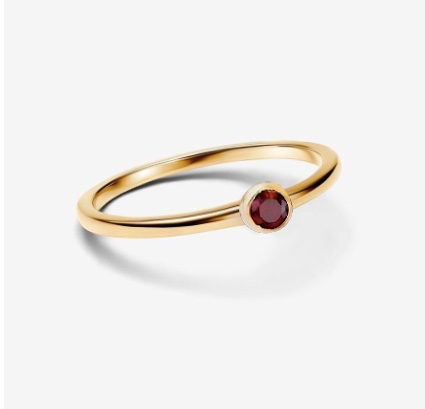 Red Birthday Stone Stack Ring