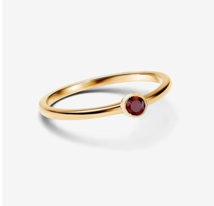 Delicate Red Birthstone Stack Ring