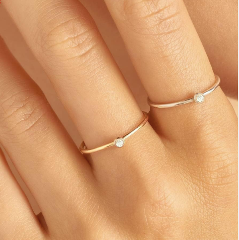 Delicate White Birthstone Stack Ring
