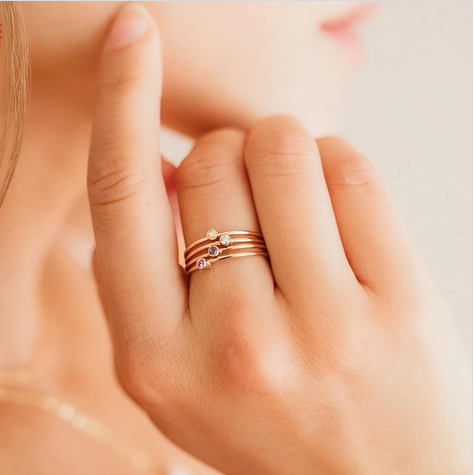 Delicate Light Lilac Birthstone Stack Ring