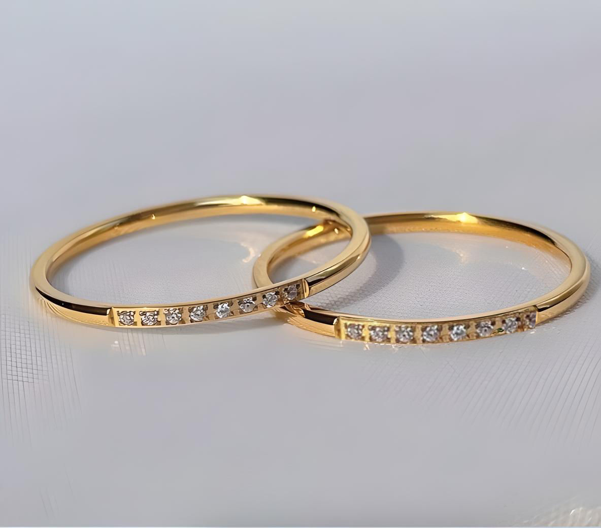 Stack Ring with Three Central Cubic Zirconia Stones