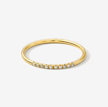Stack Ring with Cubic Zirconia Semi Circle
