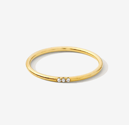 Stack Ring with Three Central Cubic Zirconia Stones