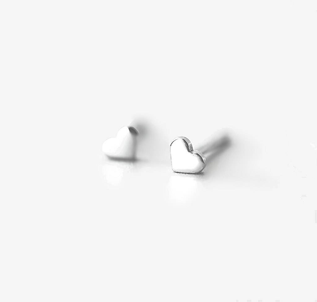 Minimalist Hearts Sterling Silver Stud Earrings