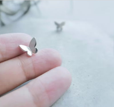 Minimalist Butterflies Sterling Silver Stud Earrings