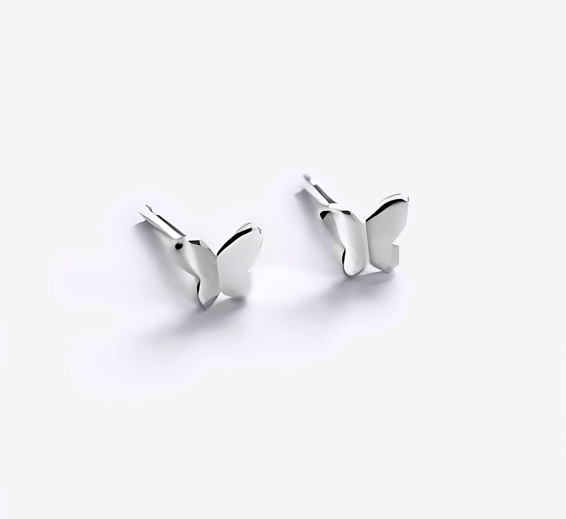 Minimalist Butterflies Sterling Silver Stud Earrings