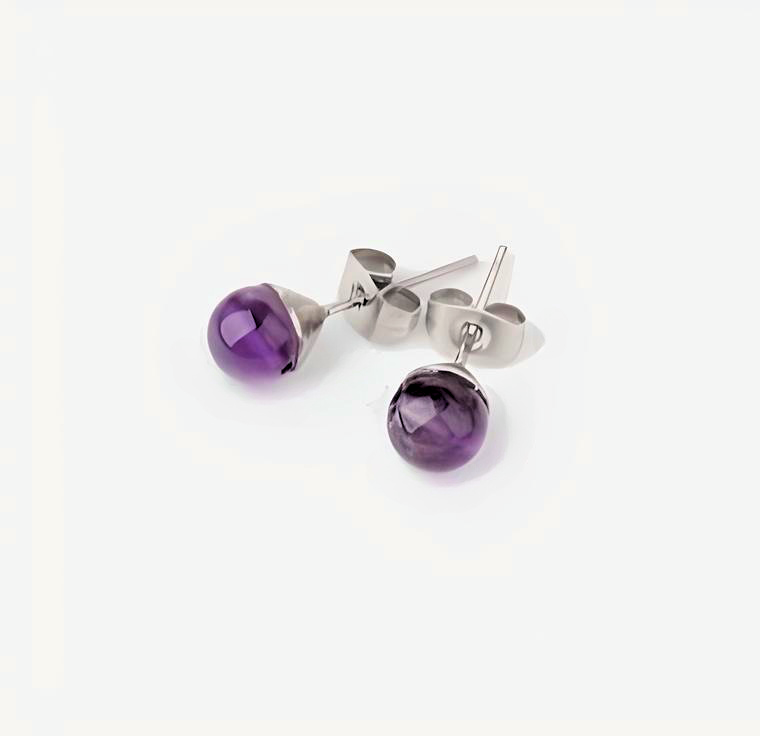 Natural Amethyst Stud Earrings