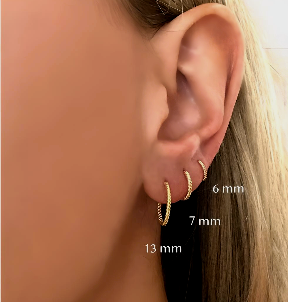 Twisted Gold on Sterling Silver Hoops- Medium