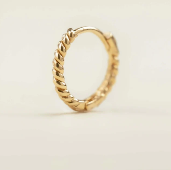 Twisted Gold on Sterling Silver Hoops- Medium