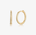 Twisted Gold on Sterling Silver Hoops- Medium