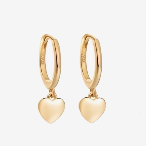 Elegant Gold on Sterling Silver Hoops with Hearts