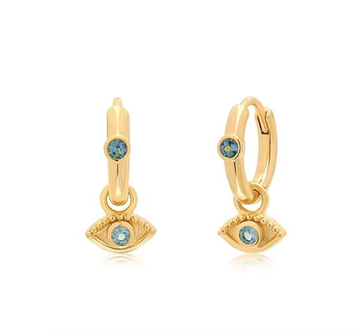 Blue Eyes Earrings Charms in Gold