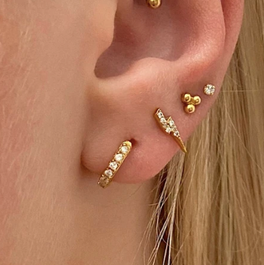 Lightning Bolt Gold Plated Sterling Silver Stud Earrings