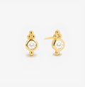 Clubs with Central Stone Gold Plated Stud Earrings