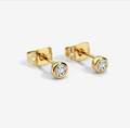 Delicate Solitaire Studs Gold on Sterling Silver