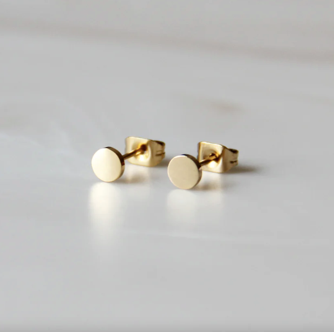 Minimalistic Dot Gold on Sterling Silver Stud Earrings