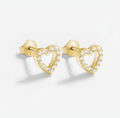 Elegant Hearts with Cubic Zirconia Stud Earrings