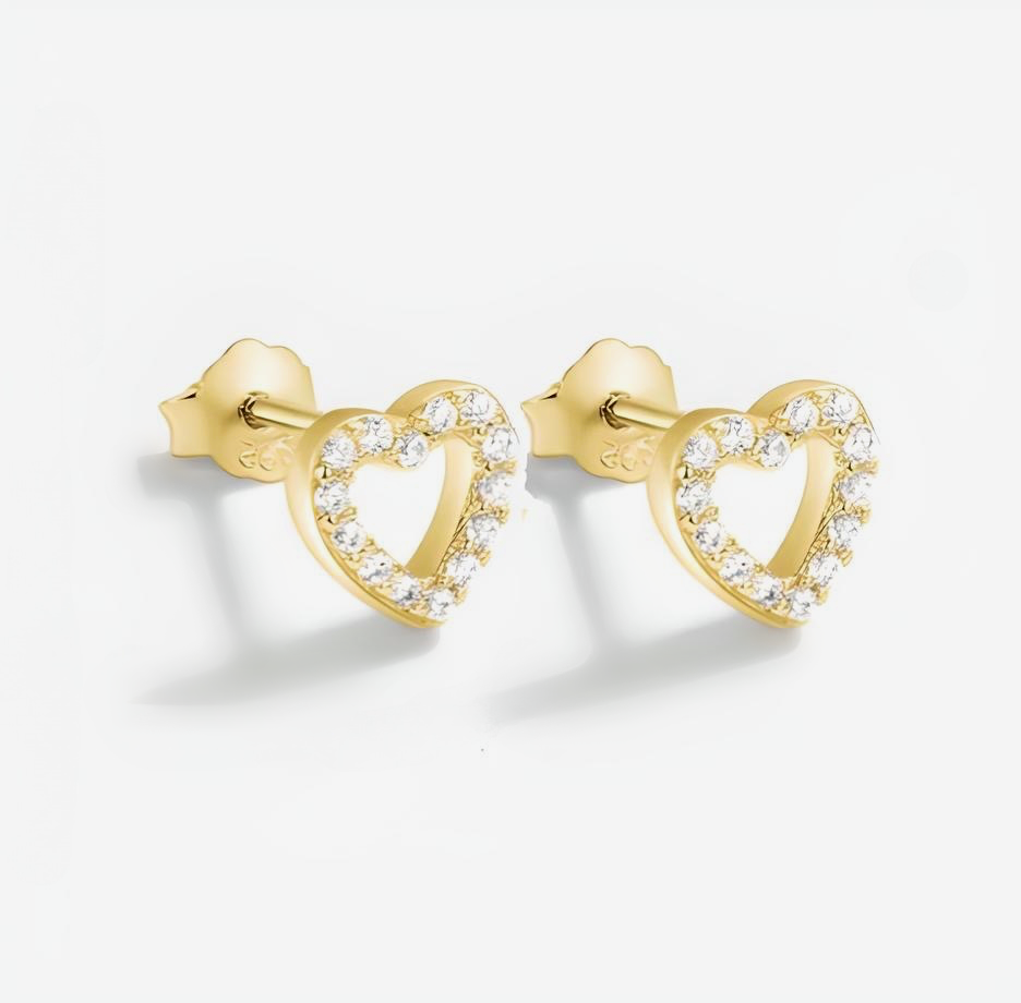 Elegant Hearts with Cubic Zirconia Stud Earrings