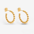 Dotted Hoop Gold Semi Hoop Earrings- Large
