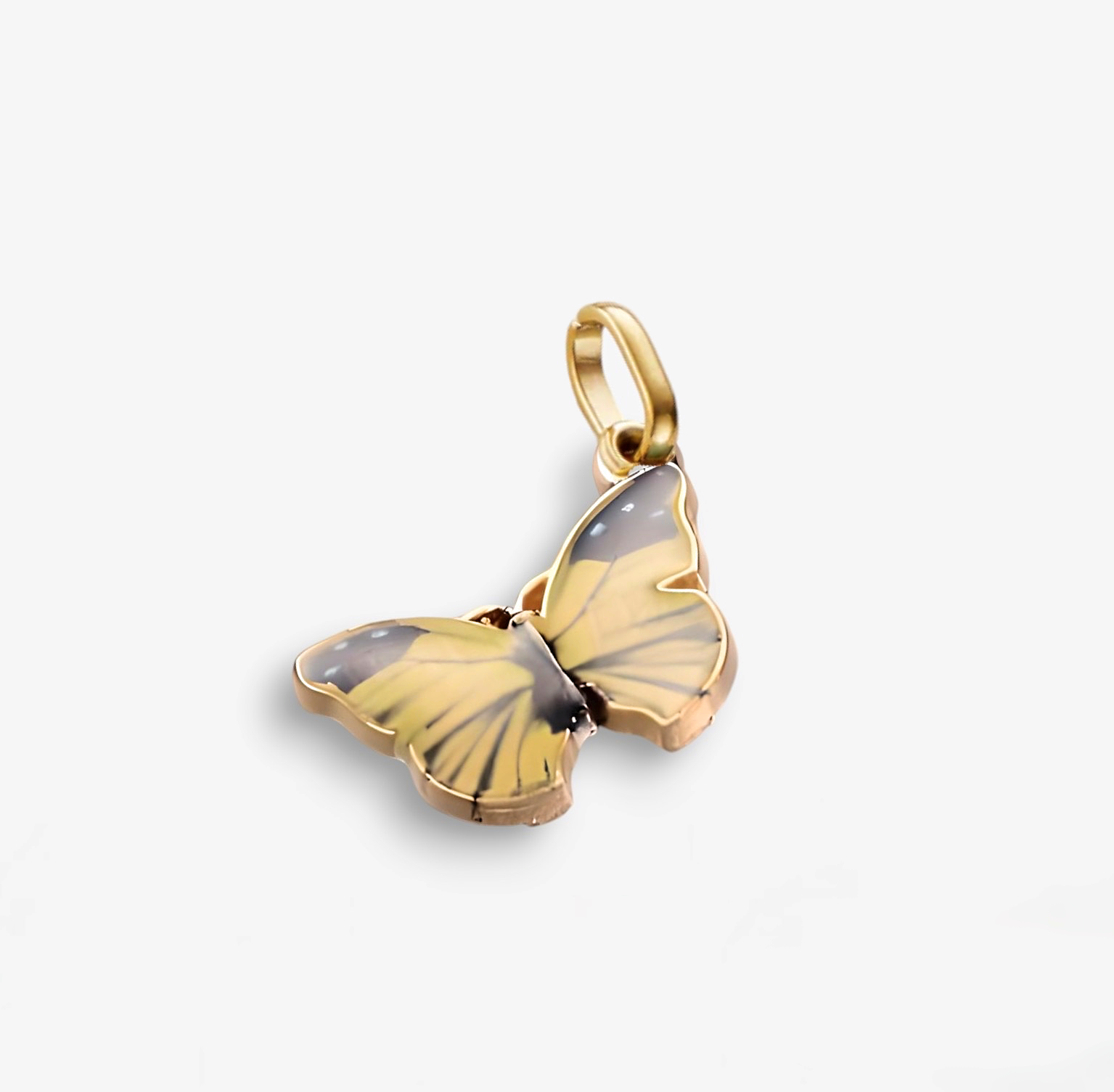 Gold and Yellow Enamel Butterfly Pendant