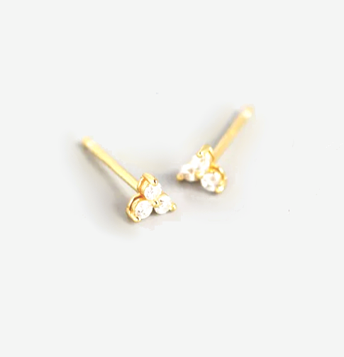Mini Daisy Cubic Zirconia Gold Stud Earrings