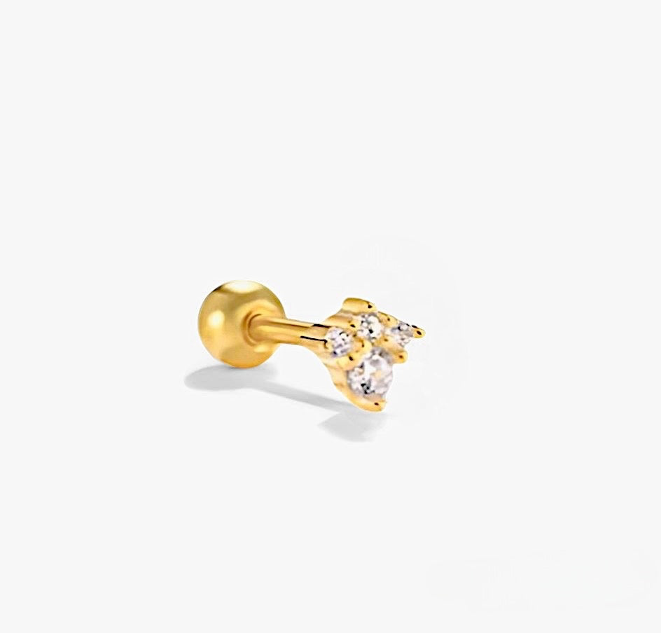 Four Stones Sterling Silver Stud Earring