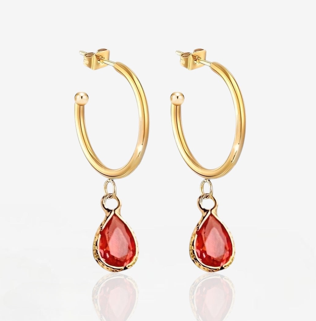 Strawberry Red Semi Hoop Earrings