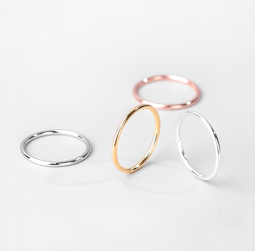 Set of Stainless Steel Band Ring in Colours