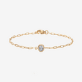 Paperclip Chain Bracelet with Central Solitaire Stone