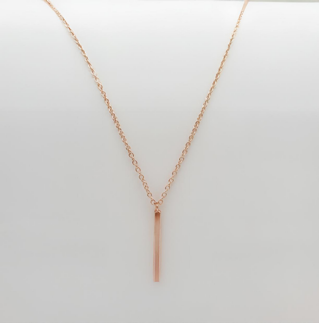 Minimalist Rose Gold Bar Pendant Necklace