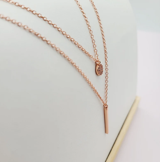 Minimalist Rose Gold Bar Pendant Necklace