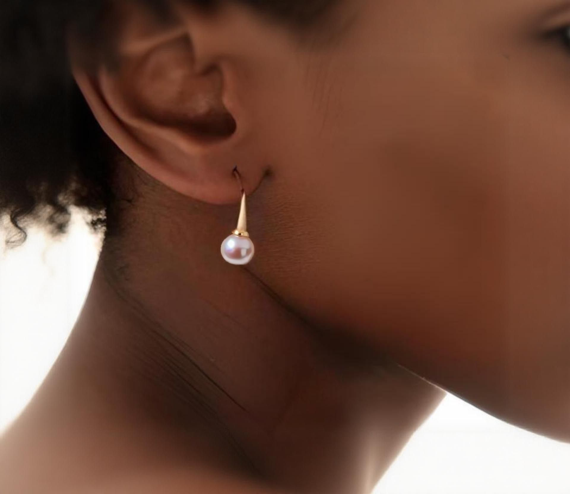 Classic Pearl Drop Earrings in Gold on Sterling Silver