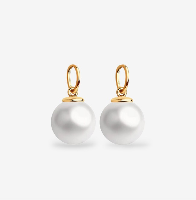 White Seashell Pearl Earring Charms- Large