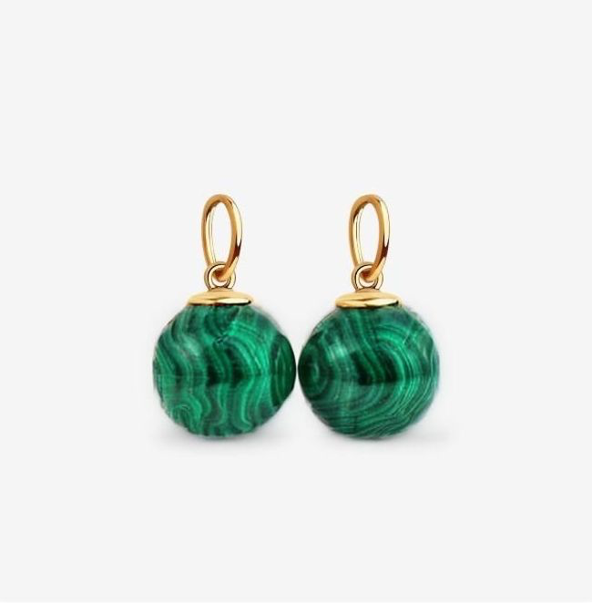 Natural Gemstone Bead Earrings Charms in Gold