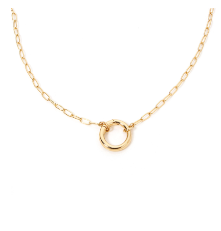 Paperclip Charm Clasp Necklace in Gold