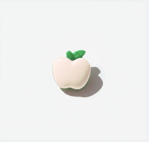 Large Cartoon Apple Pin in Beige