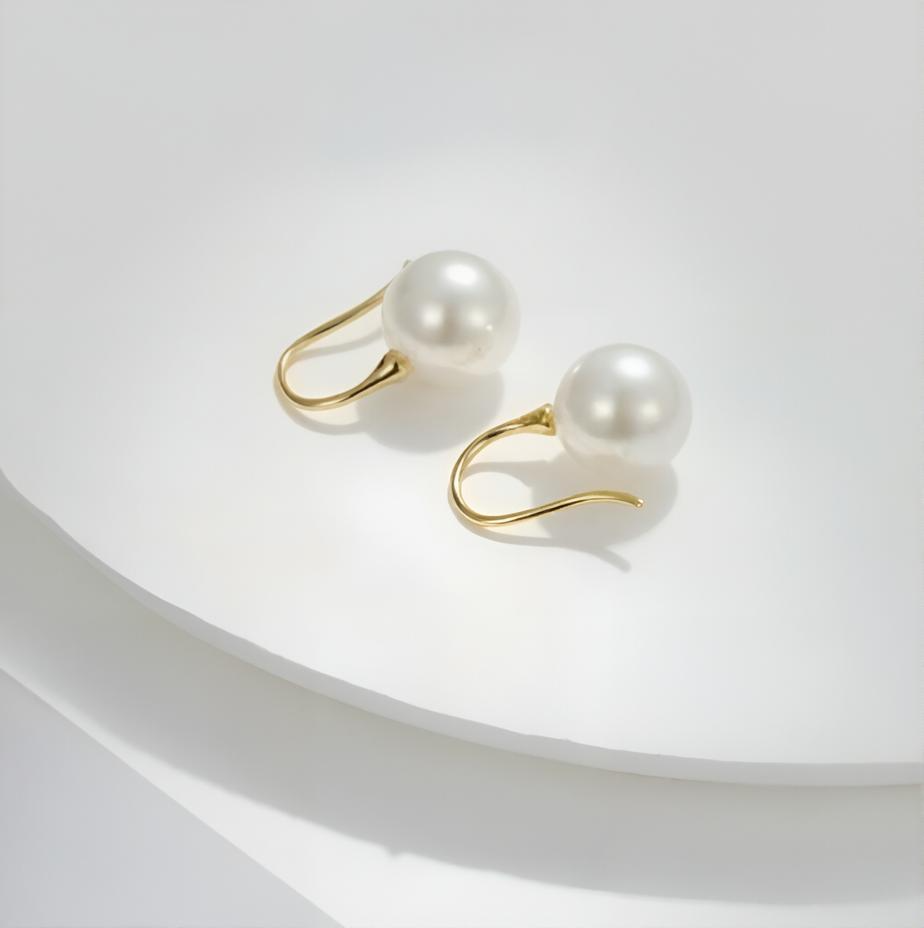 Large Pearl Drop Gold Plated Earrings