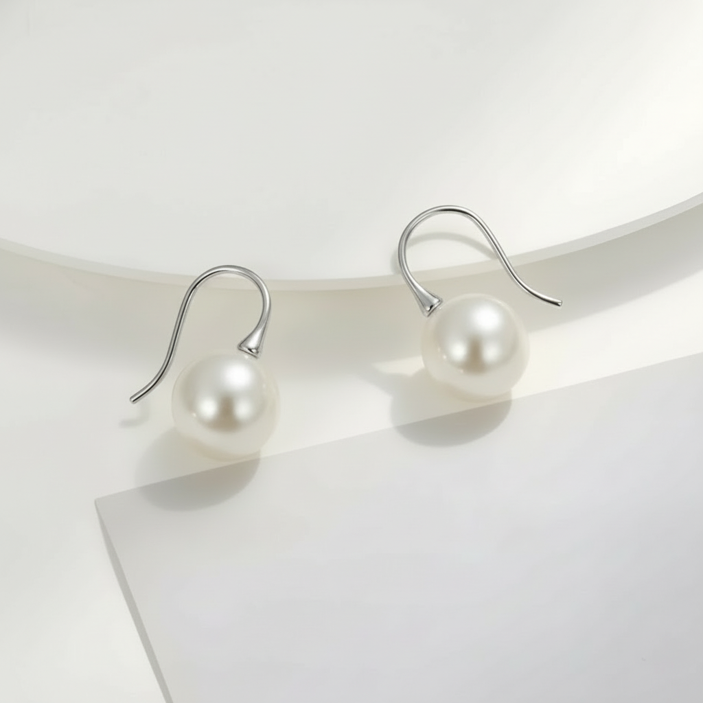 Large Pearl Drop Gold Plated Earrings