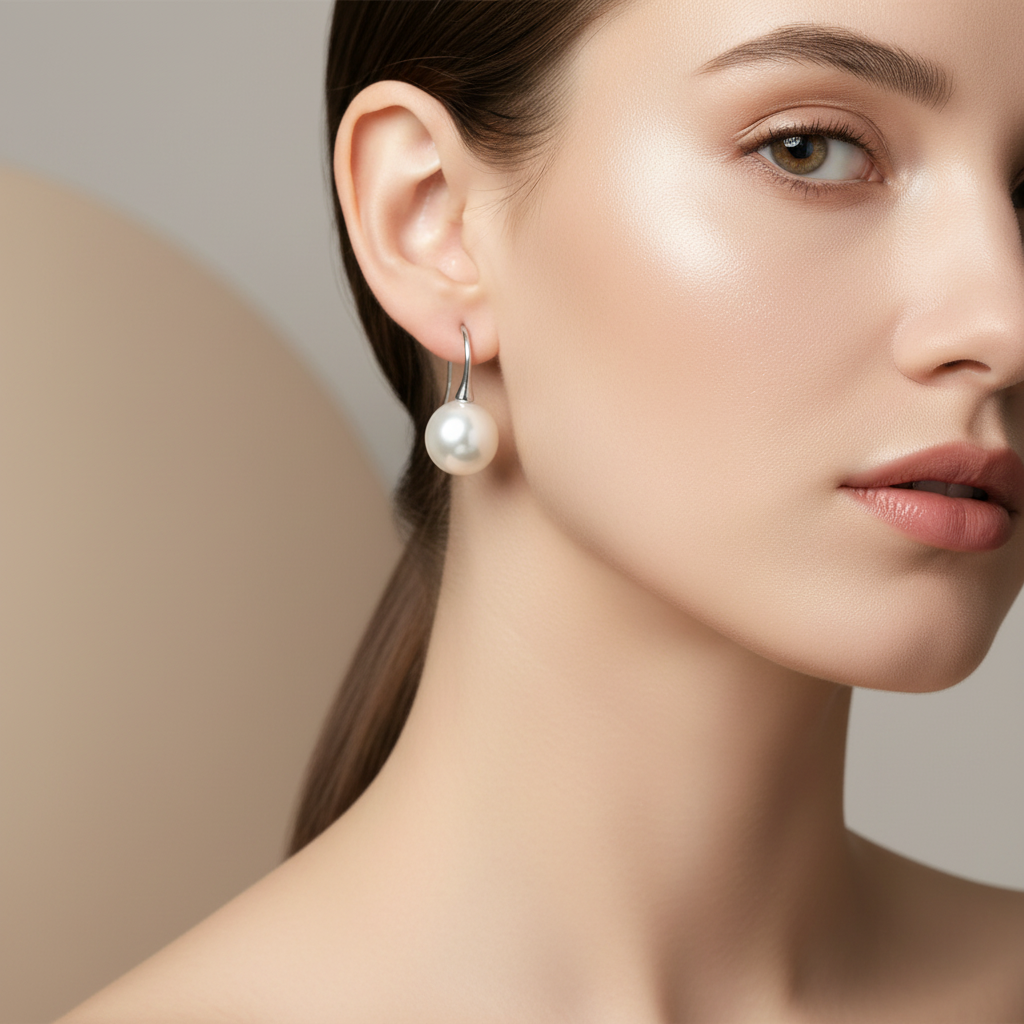 Large Pearl Drop Gold Plated Earrings