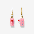 Golden Drop Earrings with Pink Cake Charms