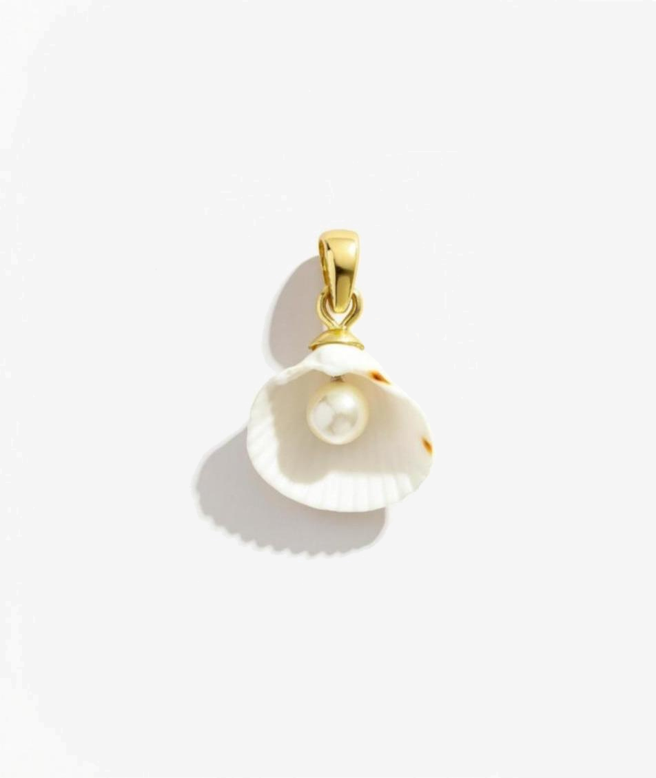 Natural Shell with Pearl Necklace Pendant